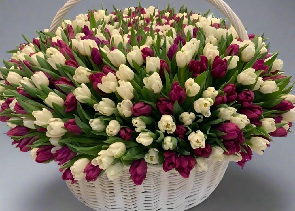 Tulip Majesty  in a Basket. 300 exquisite tulips.